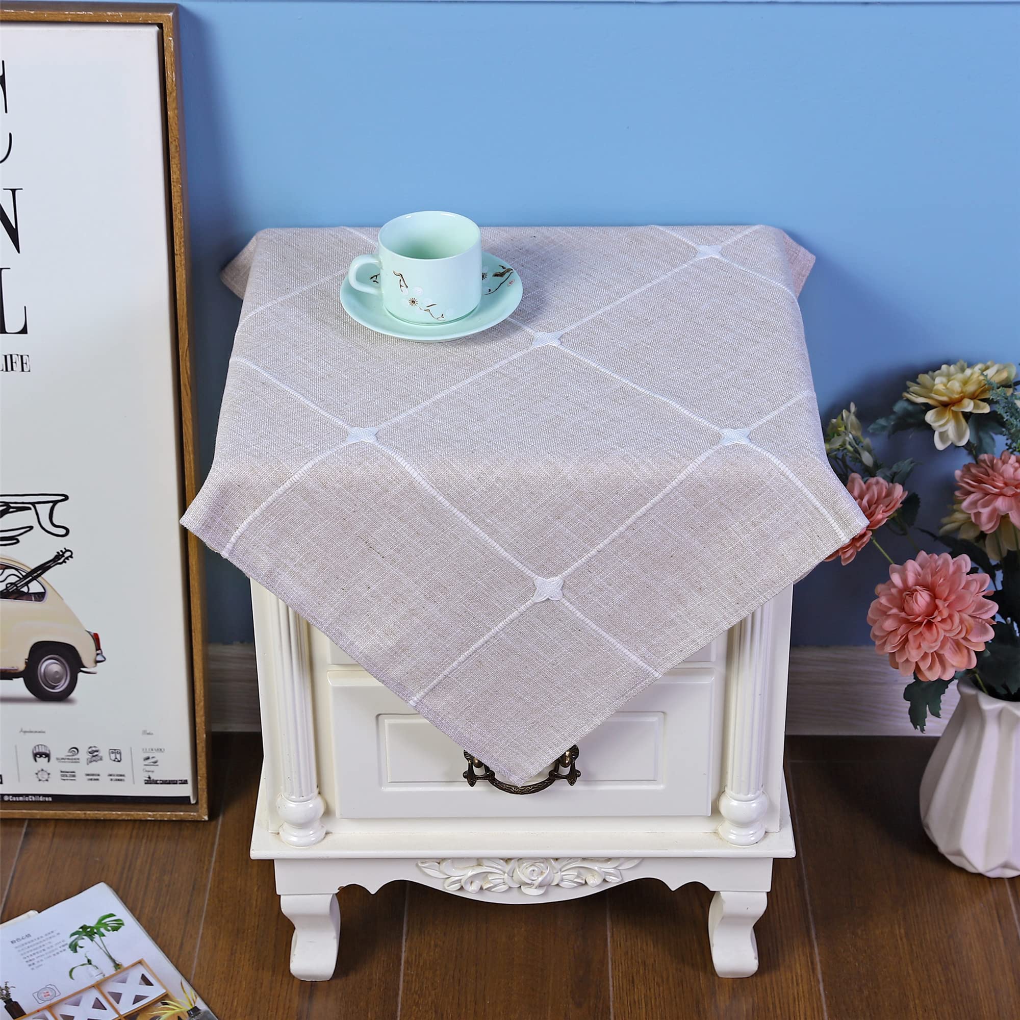 Amazon.com: Lattice Small Square Tablecloth Rustic Embroidery